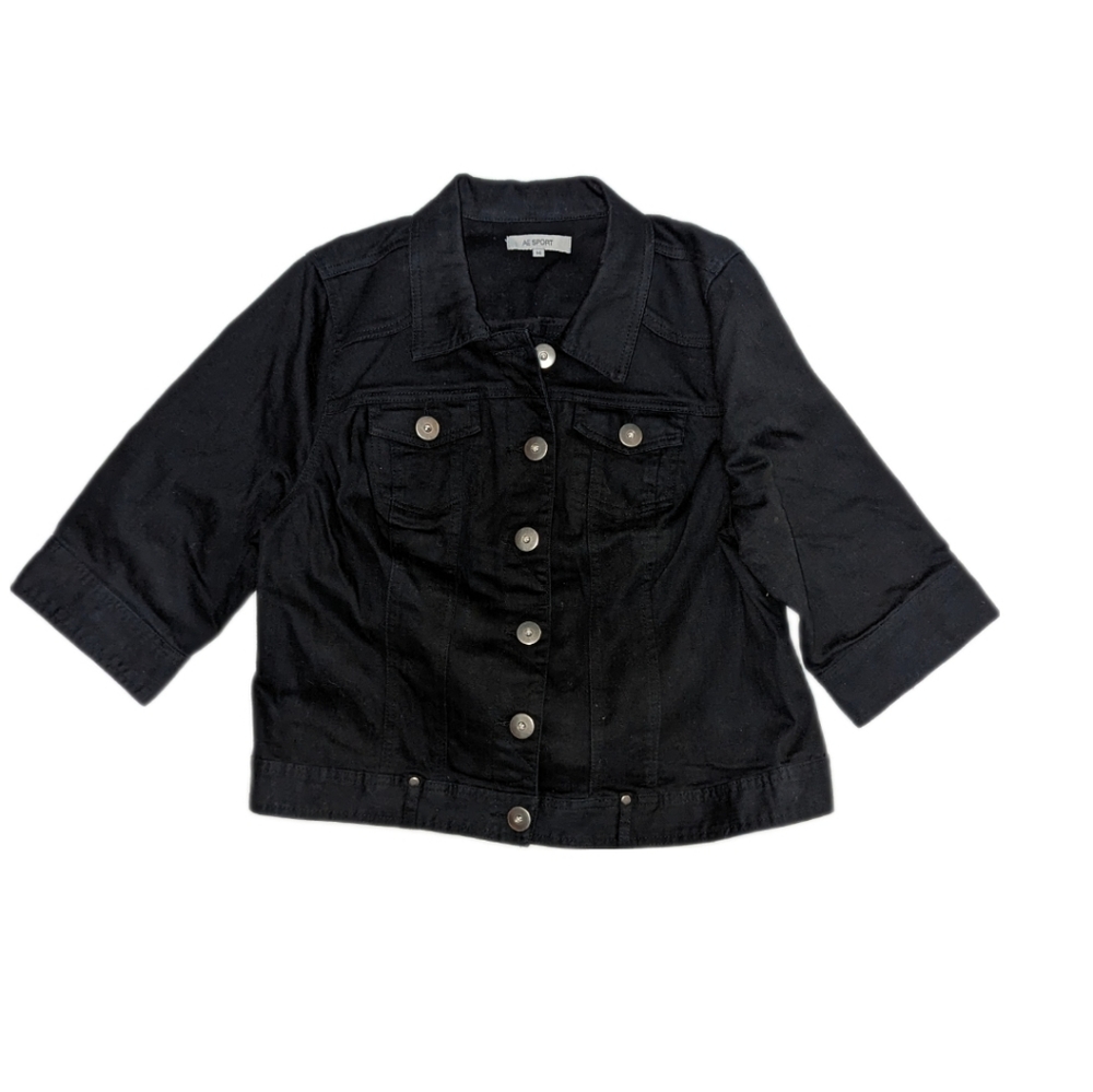 (2 for $40) AE Sport Black Jean / Cotton 3/4 length sleeve Jacket - size 14